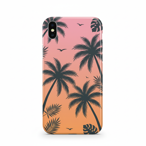 Miami Vibes iPhone case with tropical sunset and palm tree design